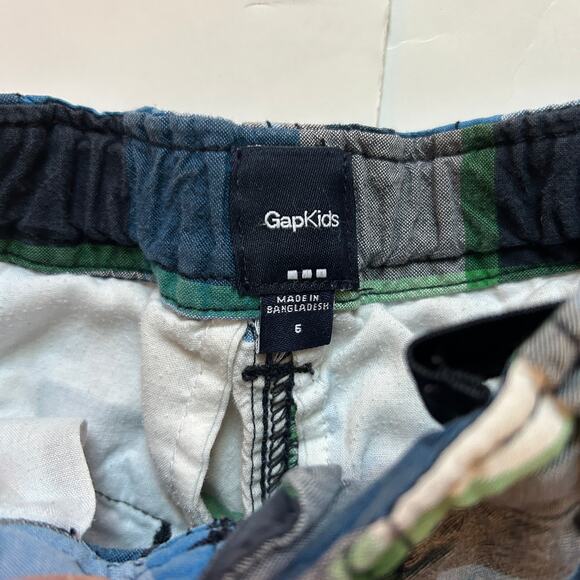 GapKids Boys Blue Plaid Adjustable Waist Shorts Size 6 - Picture 3 of 5
